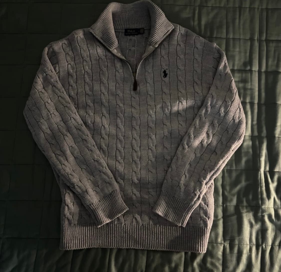 폴로 케이블 니트 반집업 상품이미지1