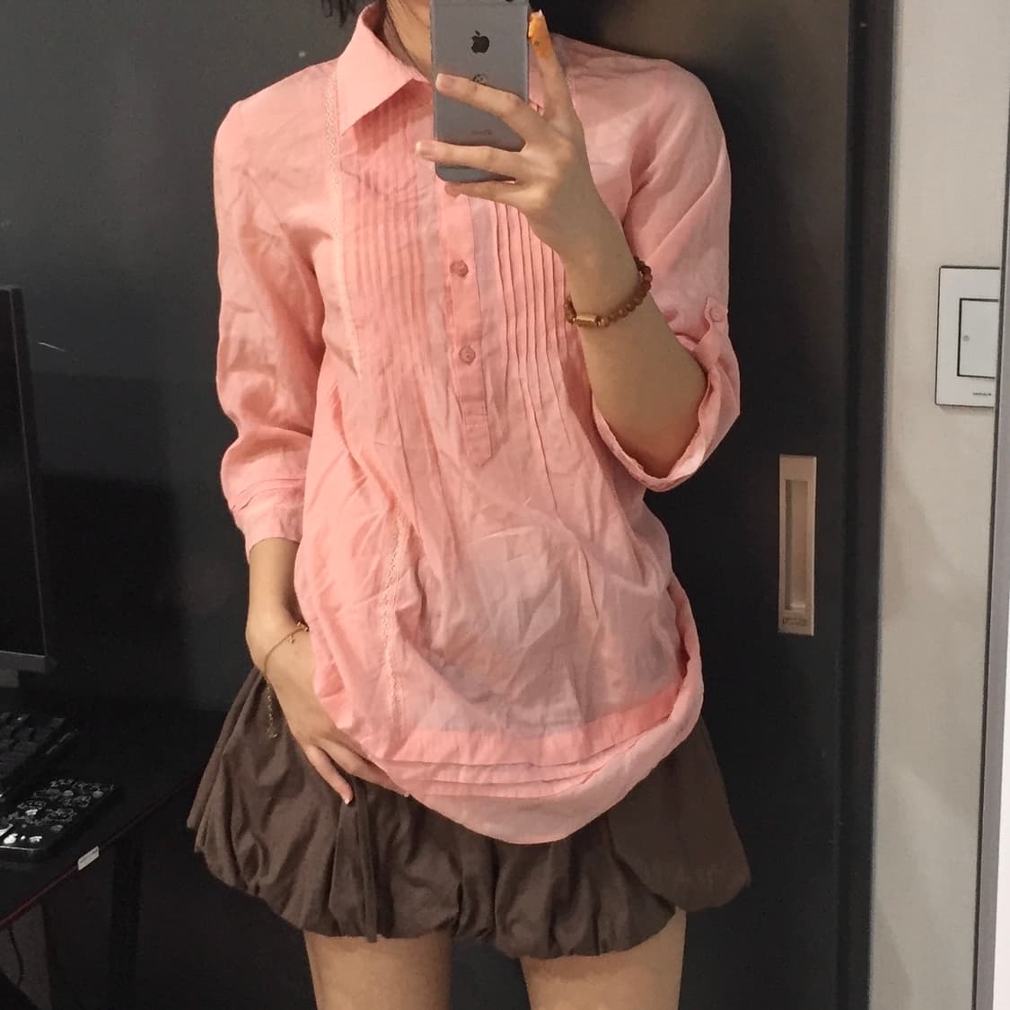 히메갸루 레이스 로걀 딸기우유 시스루 블라우스 상품이미지2