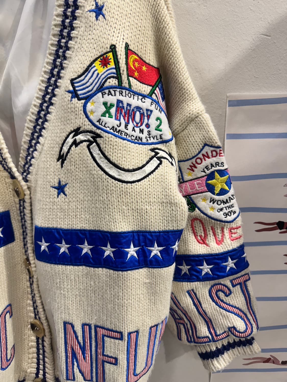 vintage 오버핏 유니크자수 도톰 가디건 상품이미지3