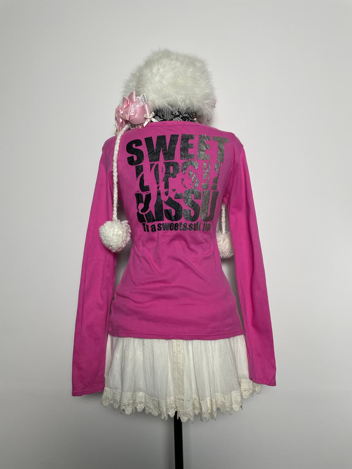 jpn 핑크 갸루 레터링 롱슬리브 상품이미지4