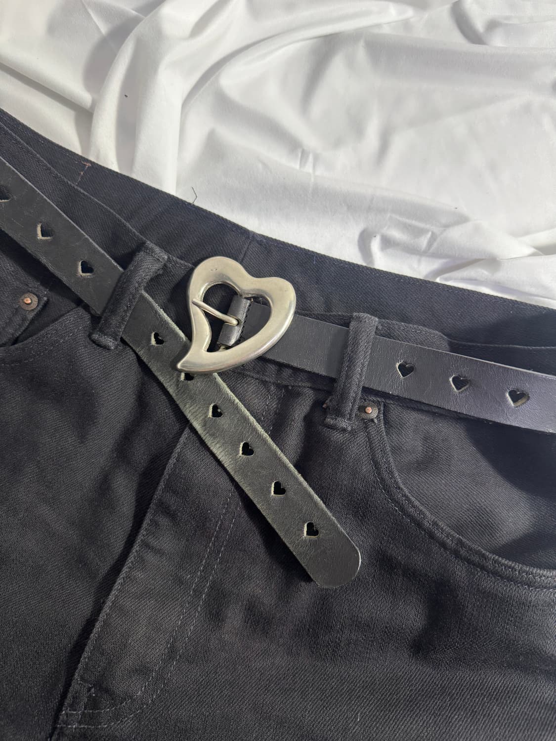 빈티지 하트 버클 레더 벨트 상품이미지4