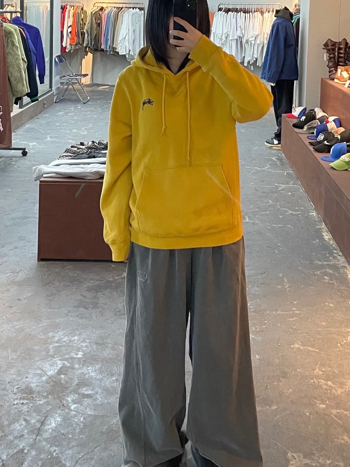 스투시 다이아몬드 자수 옐로우 후드티 H1268 상품이미지1