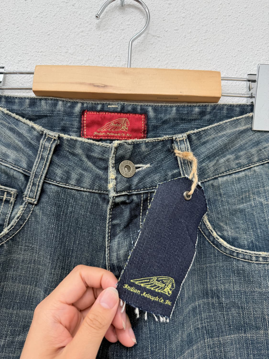 빈티지 Indian Motorcycle 로우라이즈 워싱 데님 팬츠 상품이미지3
