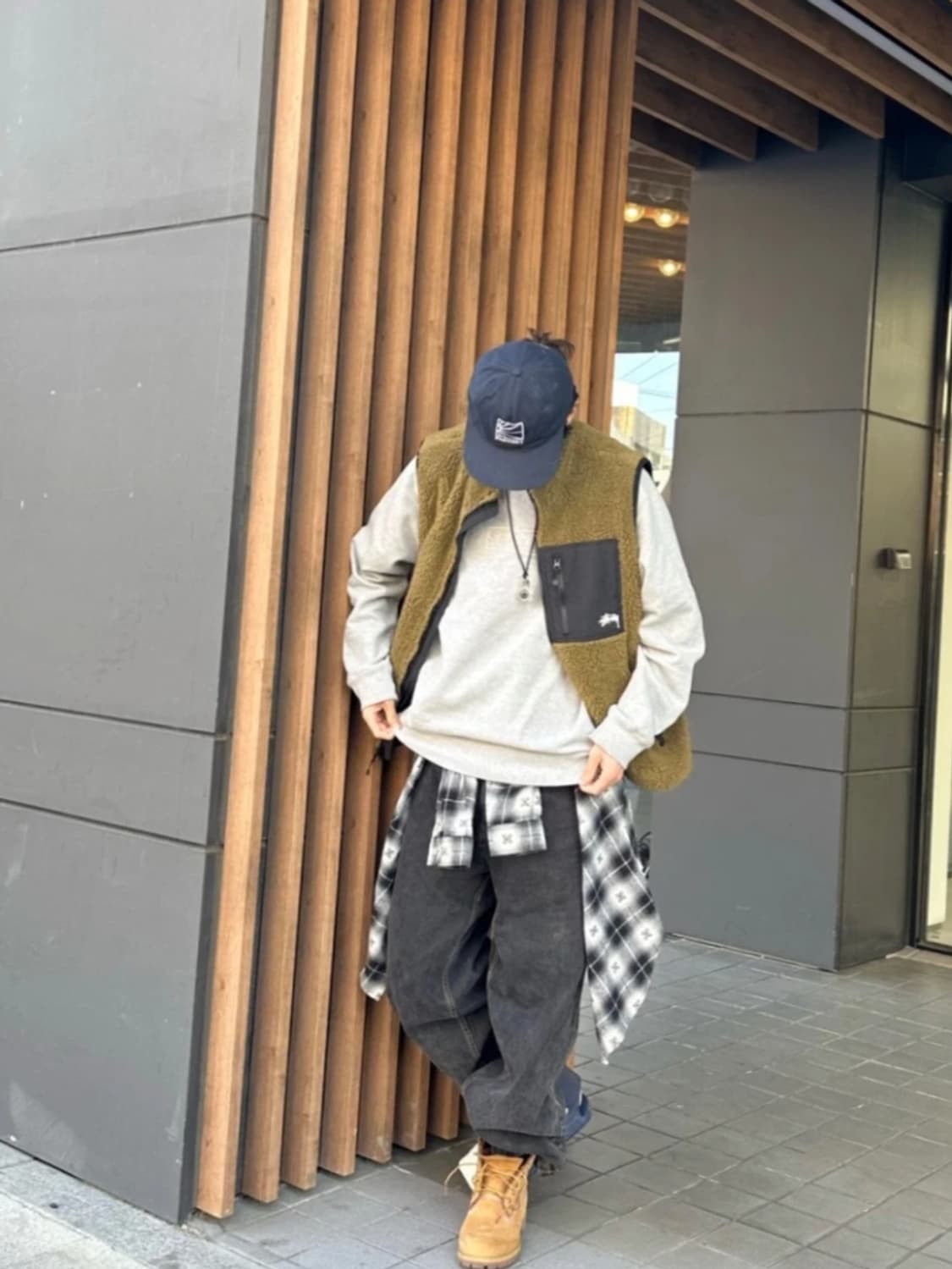 [M,L] 스투시 쉐르파 리버시블 자켓 베스트 올리브 상품이미지2