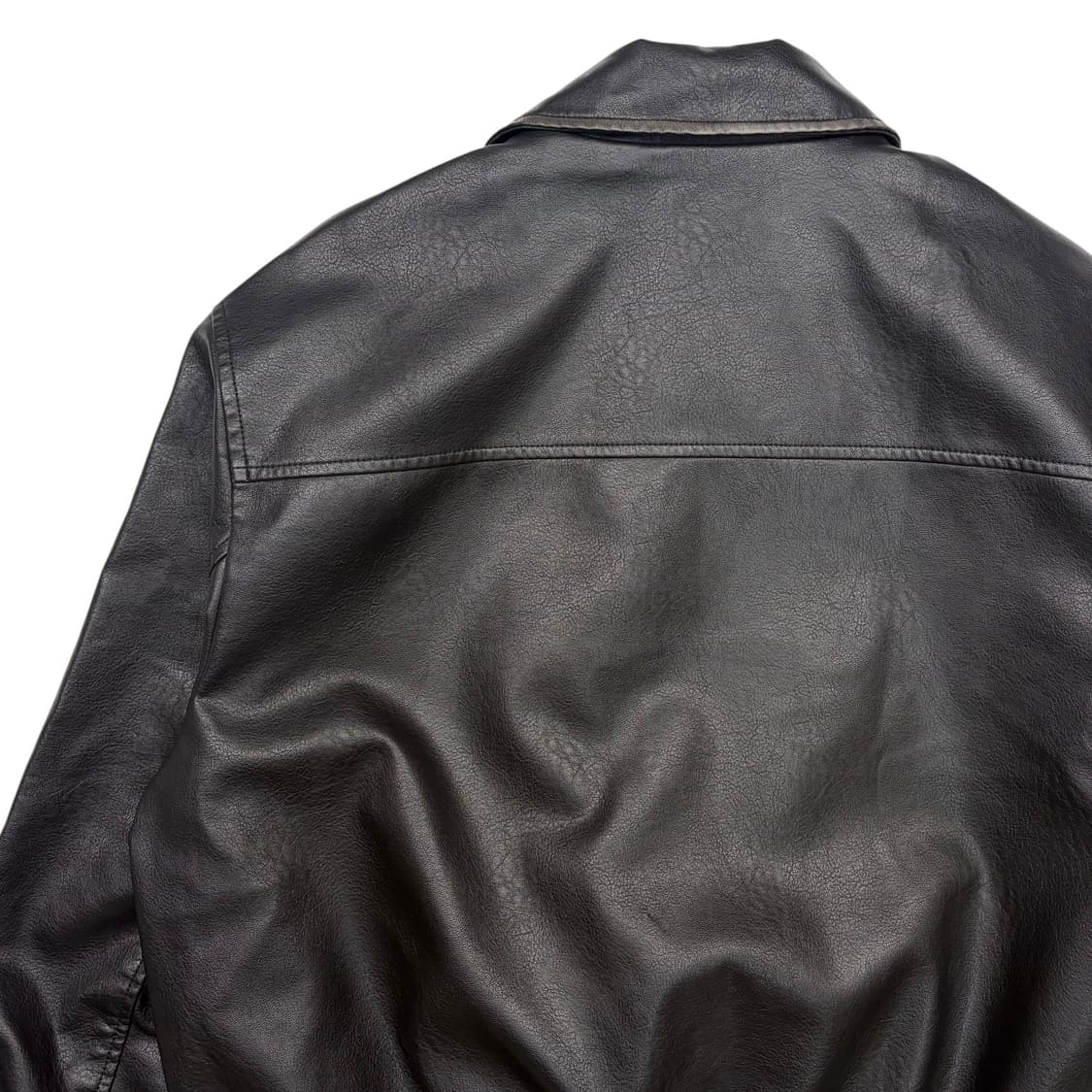 빈티지 블랙 워싱 스티치 레더 자켓 M 상품이미지5