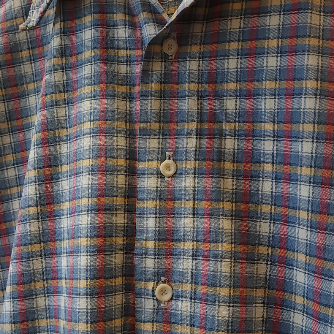 60s 프랑스 워크셔츠 가드너 체크 빈티지 셔츠 롱 튜닉 셔츠 프렌치s 상품이미지4