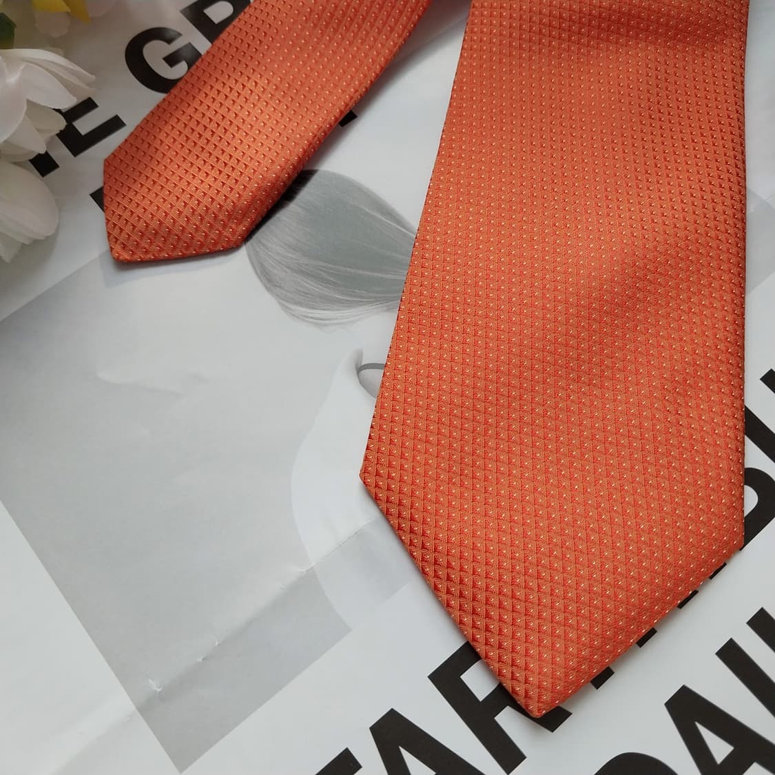 휴고보스 실크 오렌지 텍스처 슬림 넥타이 7.9cm A+등급 K1269
 상품이미지4