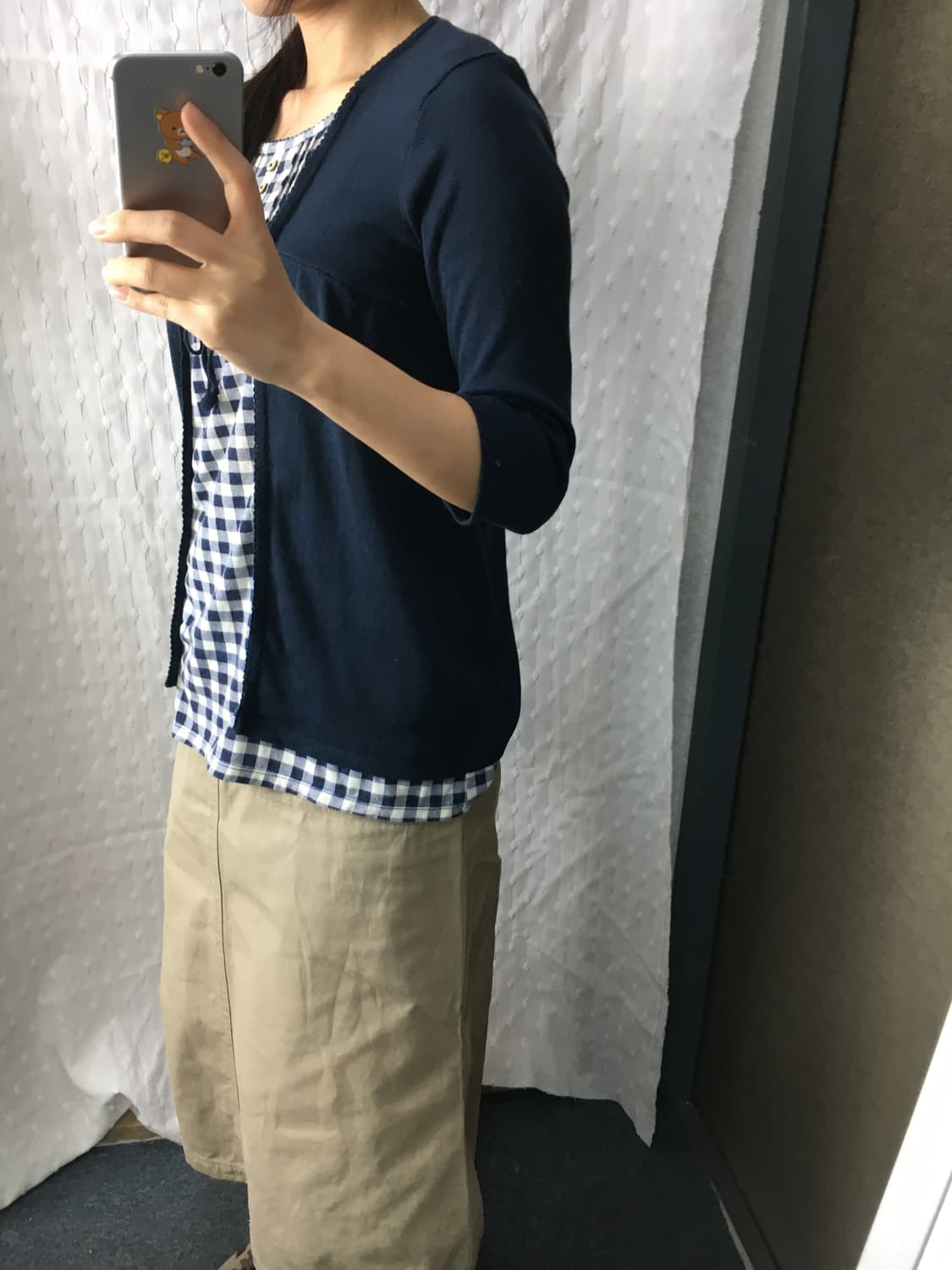 네이비 체크 레이어드 티셔츠 상품이미지4