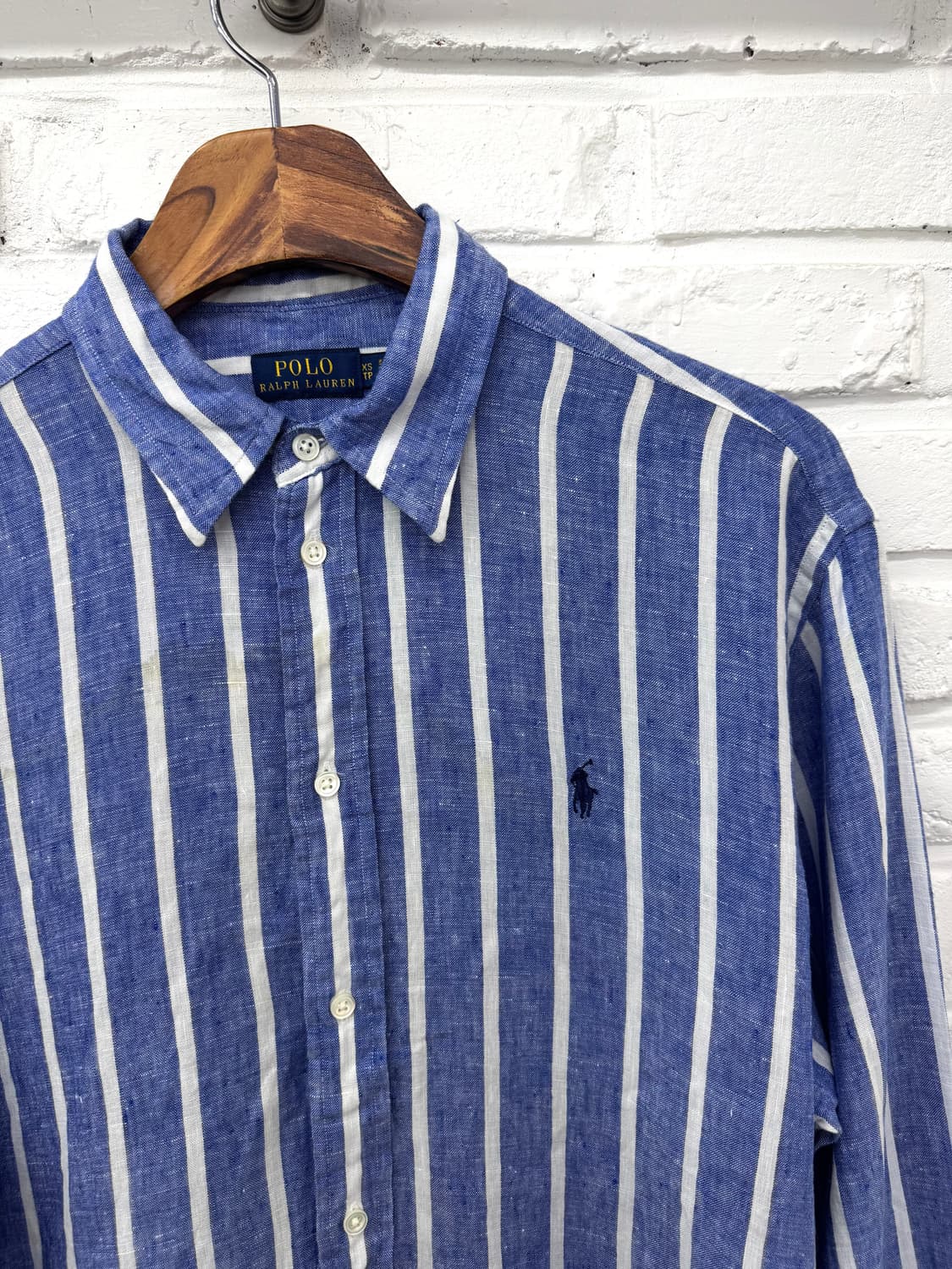 폴로 블루 스트라이프 린넨 셔츠 상품이미지2
