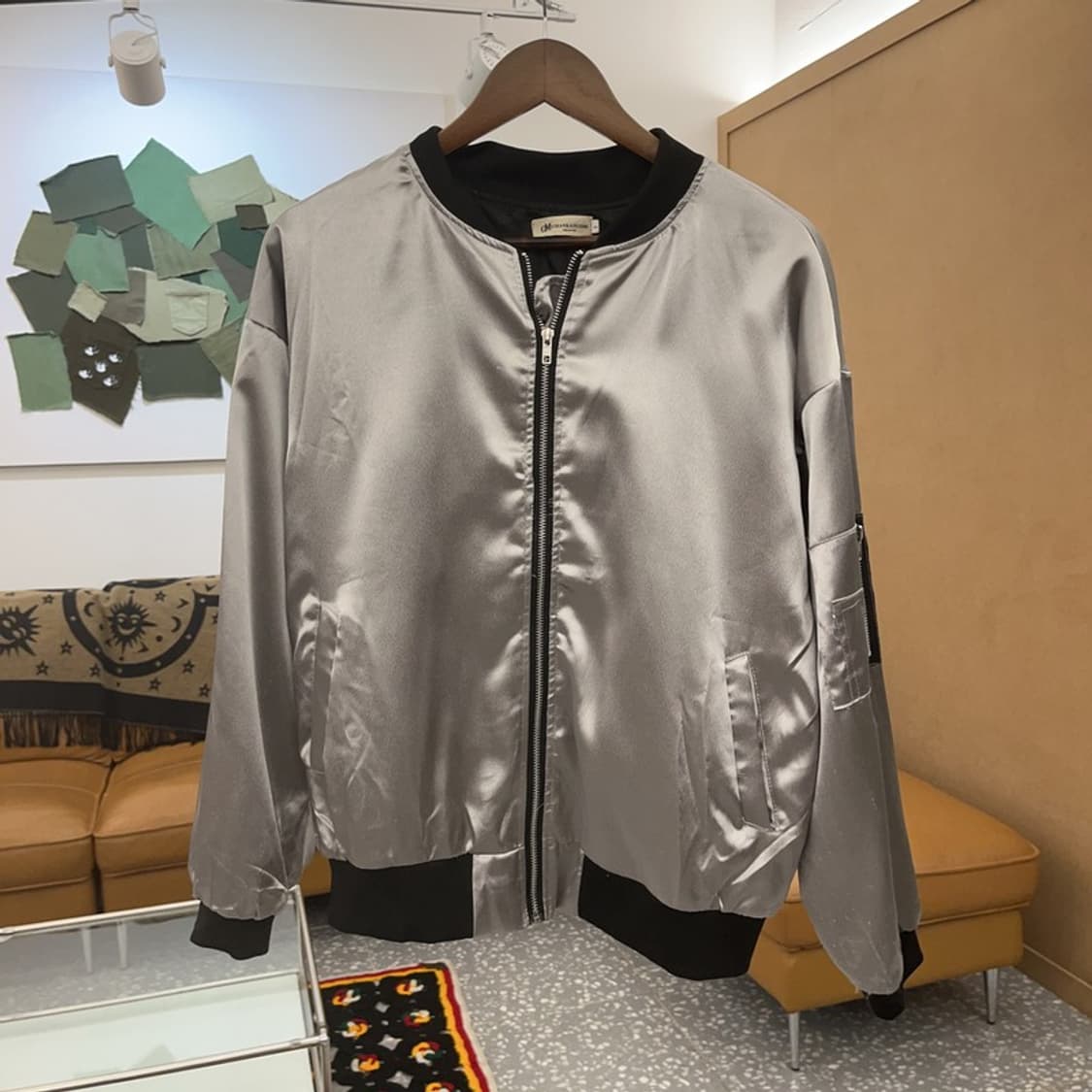 빈티지 일본풍 스카쟌 새틴 바시티 자켓 L C07177 상품이미지4