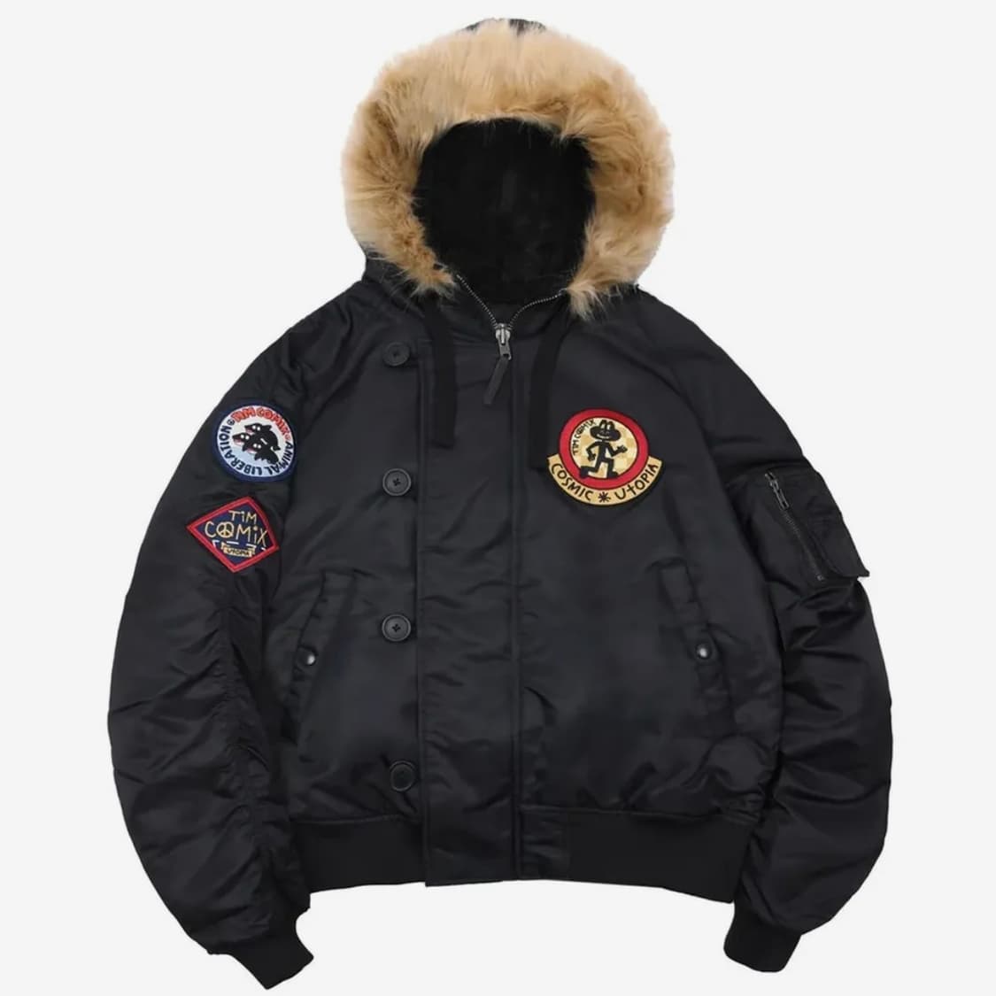 패치드 MA-1 후디드 덱 점퍼 블랙 M size 상품이미지1