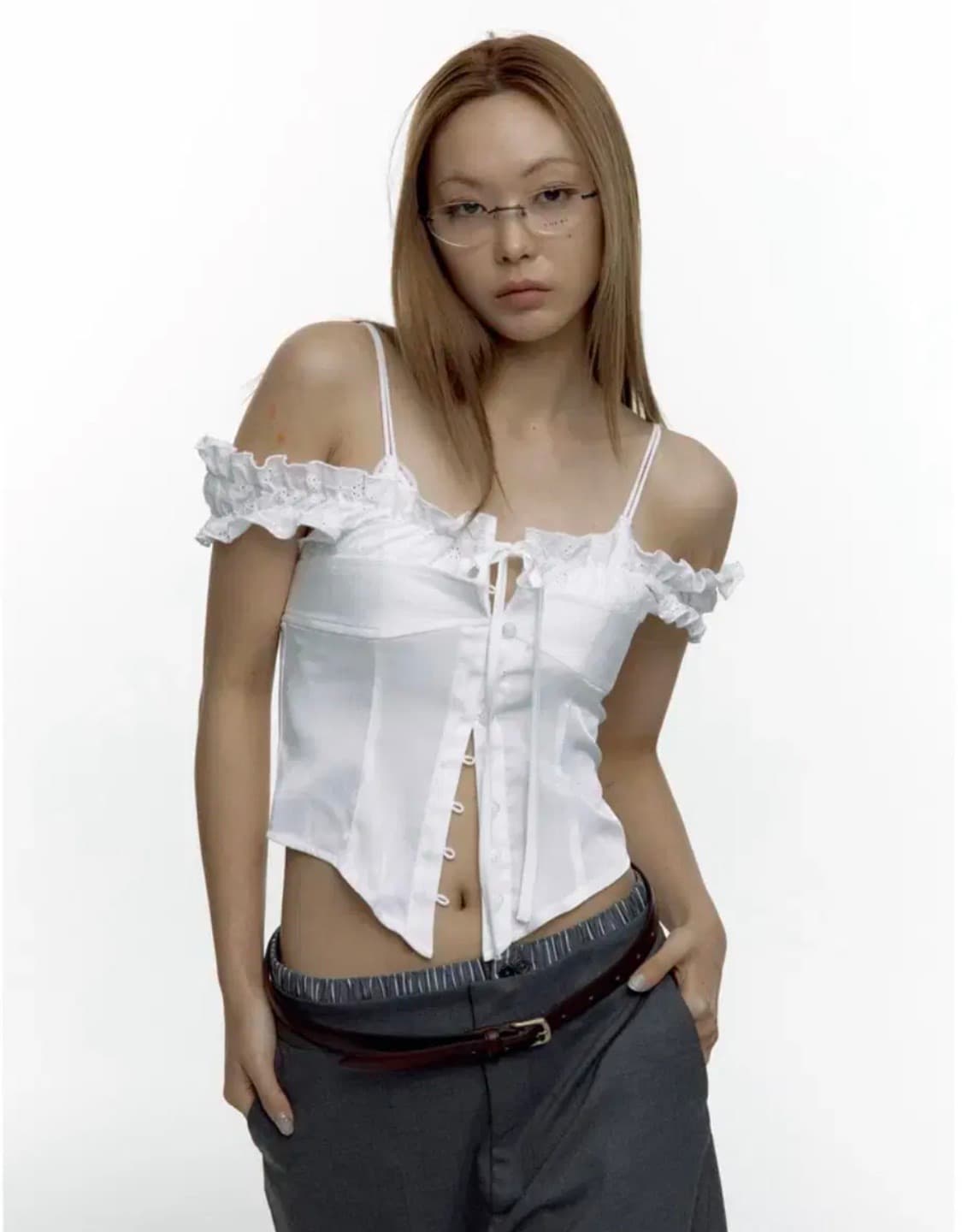 카시코 kashiko 레이스 레이어드 슬리브리스 화이트 S 상품이미지1