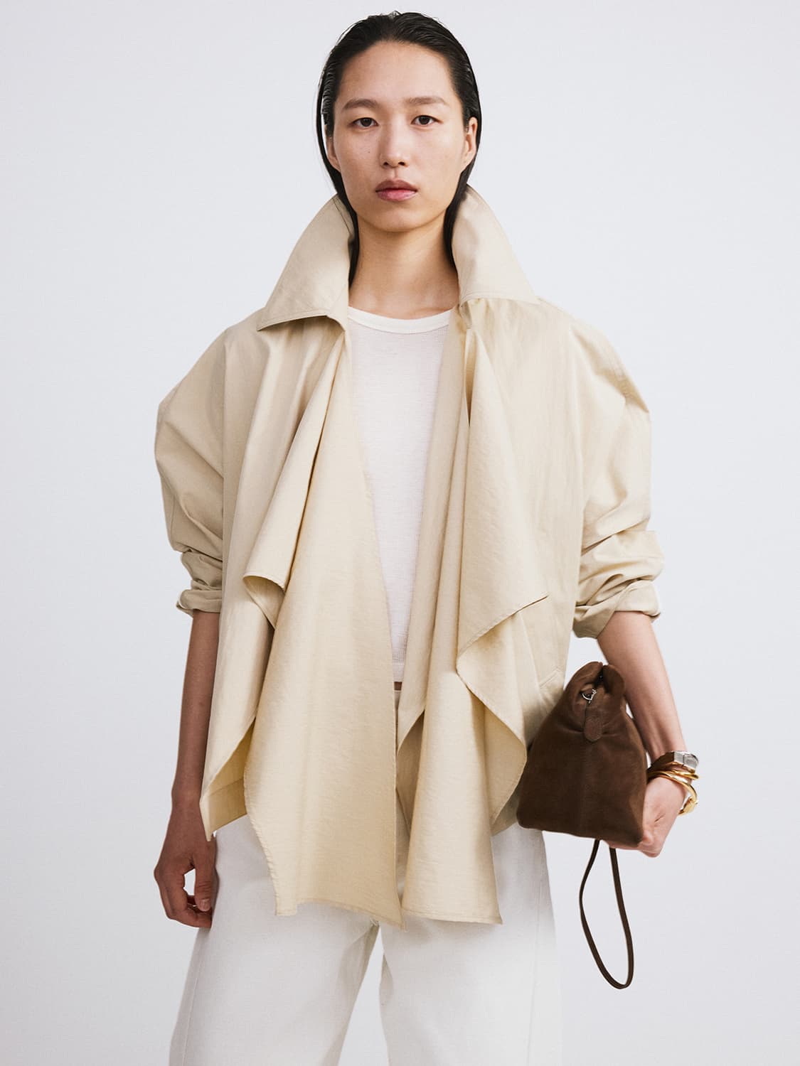 렉토 RECTO 머플러 랩 코트 옐로우 베이지 상품이미지5