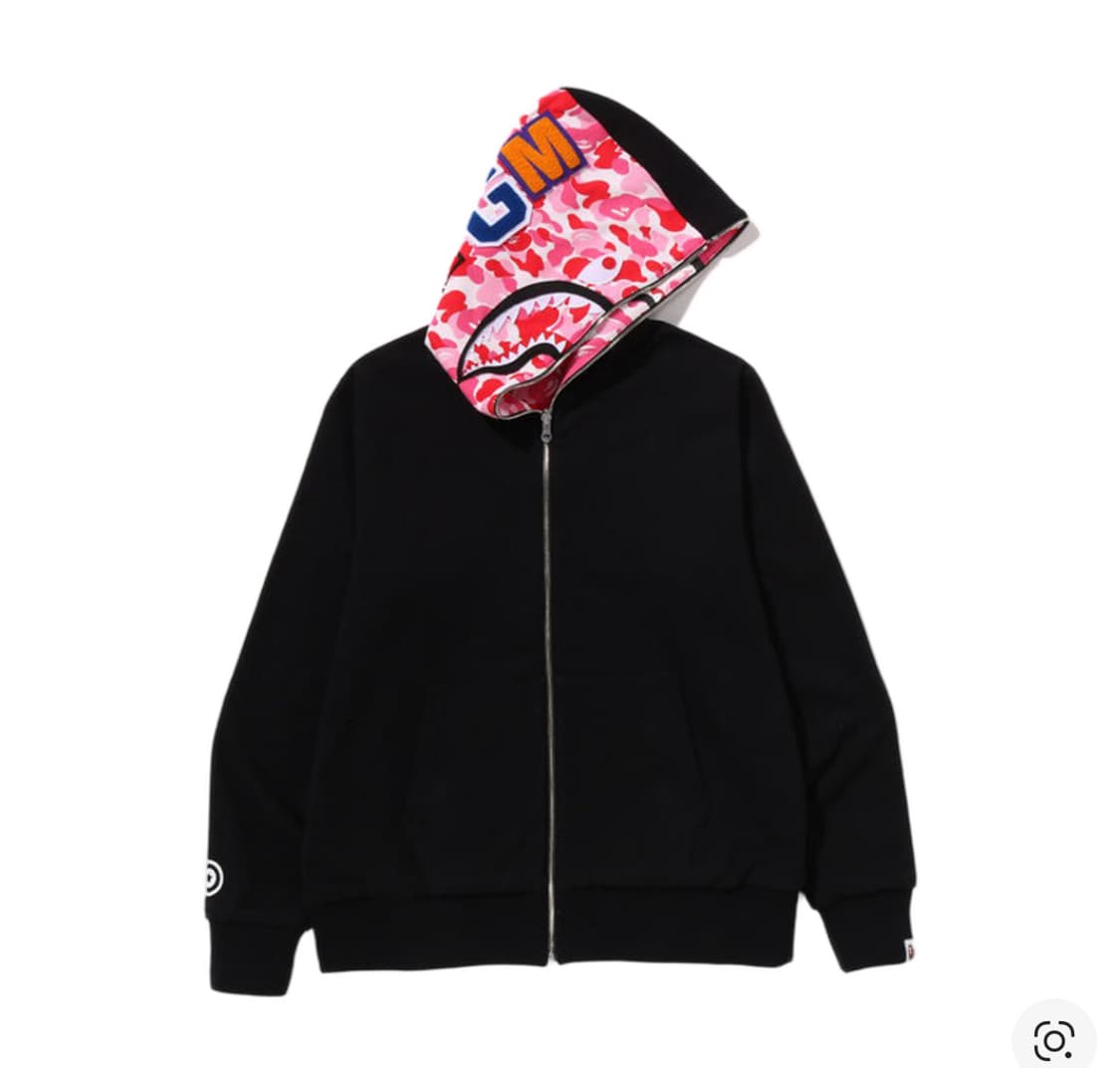 (구매) 베이프abc 카모 리버서블 샤크 풀집 후드 핑크 상품이미지1