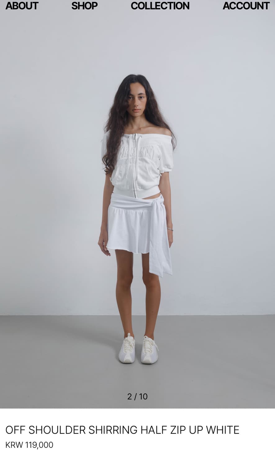 웻태그 오프숄더 OFF SHOULDER SHIRRING HALF ZIP 상품이미지1