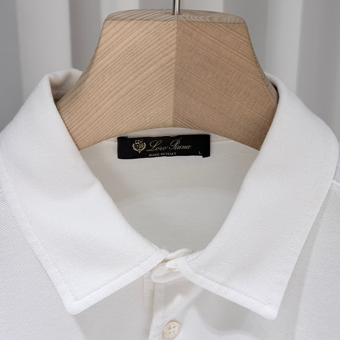 (A+/L) / 로로피아나 폴로 카라넥 코튼 반팔 티셔츠 화이트 상품이미지4