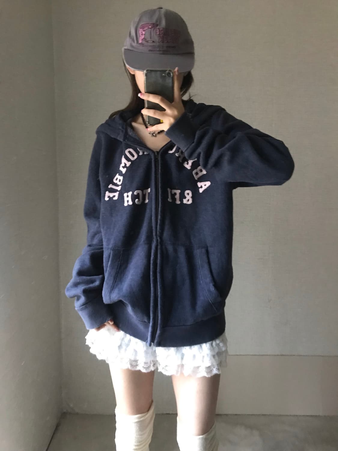 아베크롬비 네이비 핑크 후드집업 상품이미지1