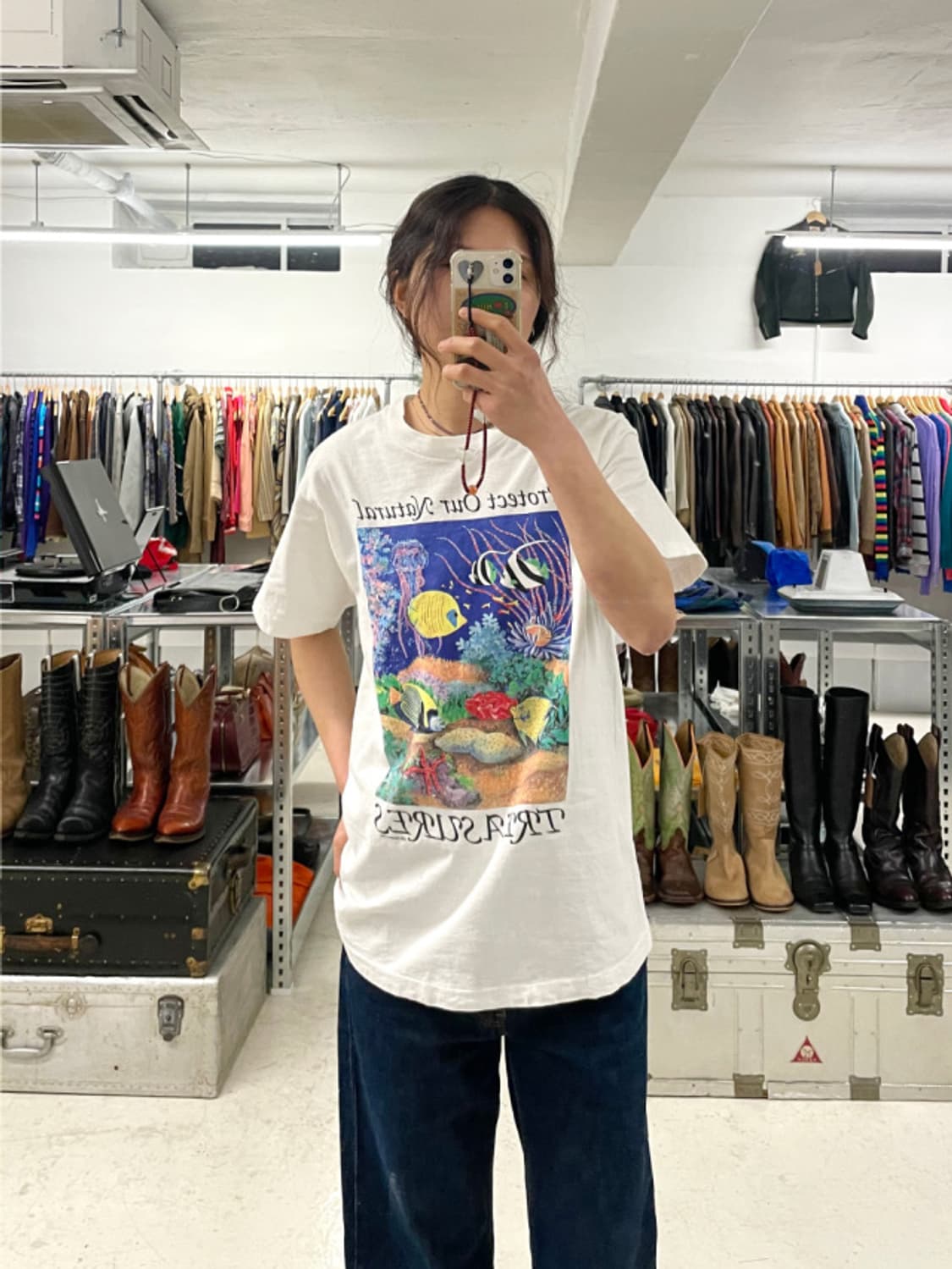 90s fruits of the loom fish t-shirt 오션 상품이미지1