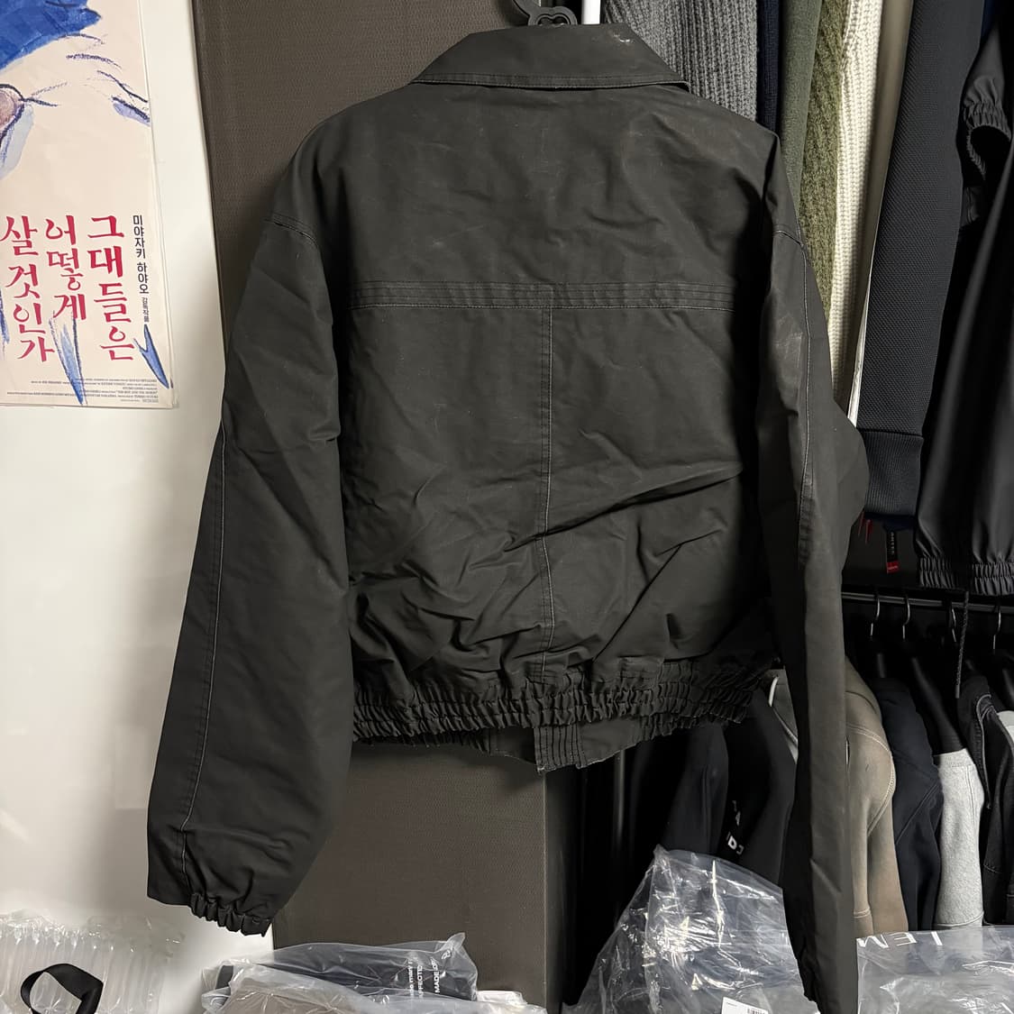새상품(L)르마드 빈티지 워싱 블루종 자켓 블랙 상품이미지3