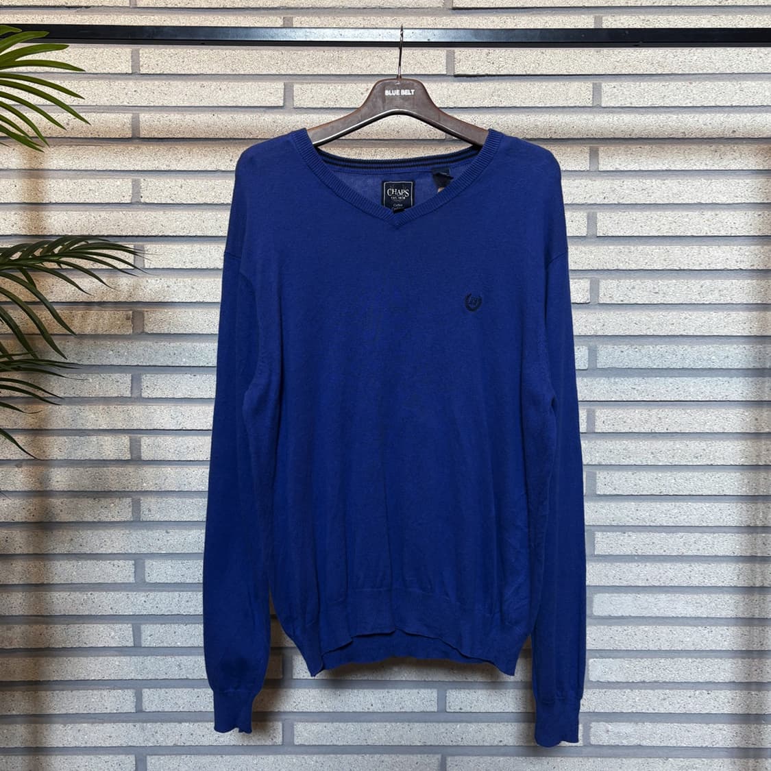 CHAPS 폴로 챕스 브이넥 코튼니트 로렐리스 자수 디테일 블루 상품이미지2