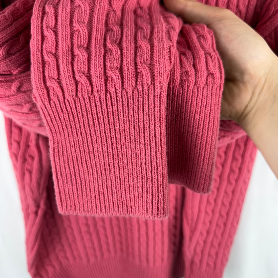 F) 시엔느 클래식 하프집업 케이블 니트 핑크 상품이미지4