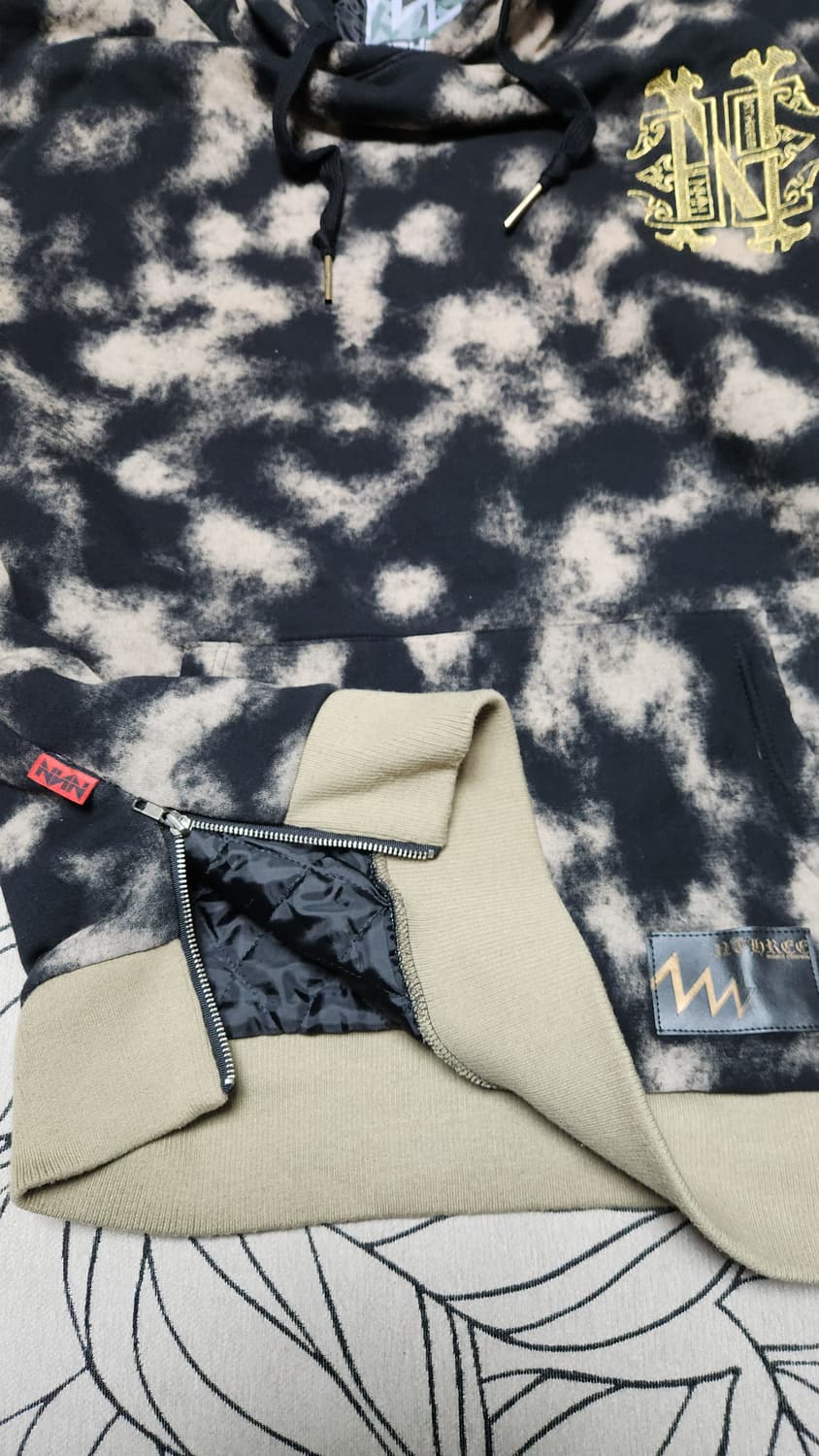 NTHREE 스노우보드 민소매 후드티 블랙/베이지 상품이미지4