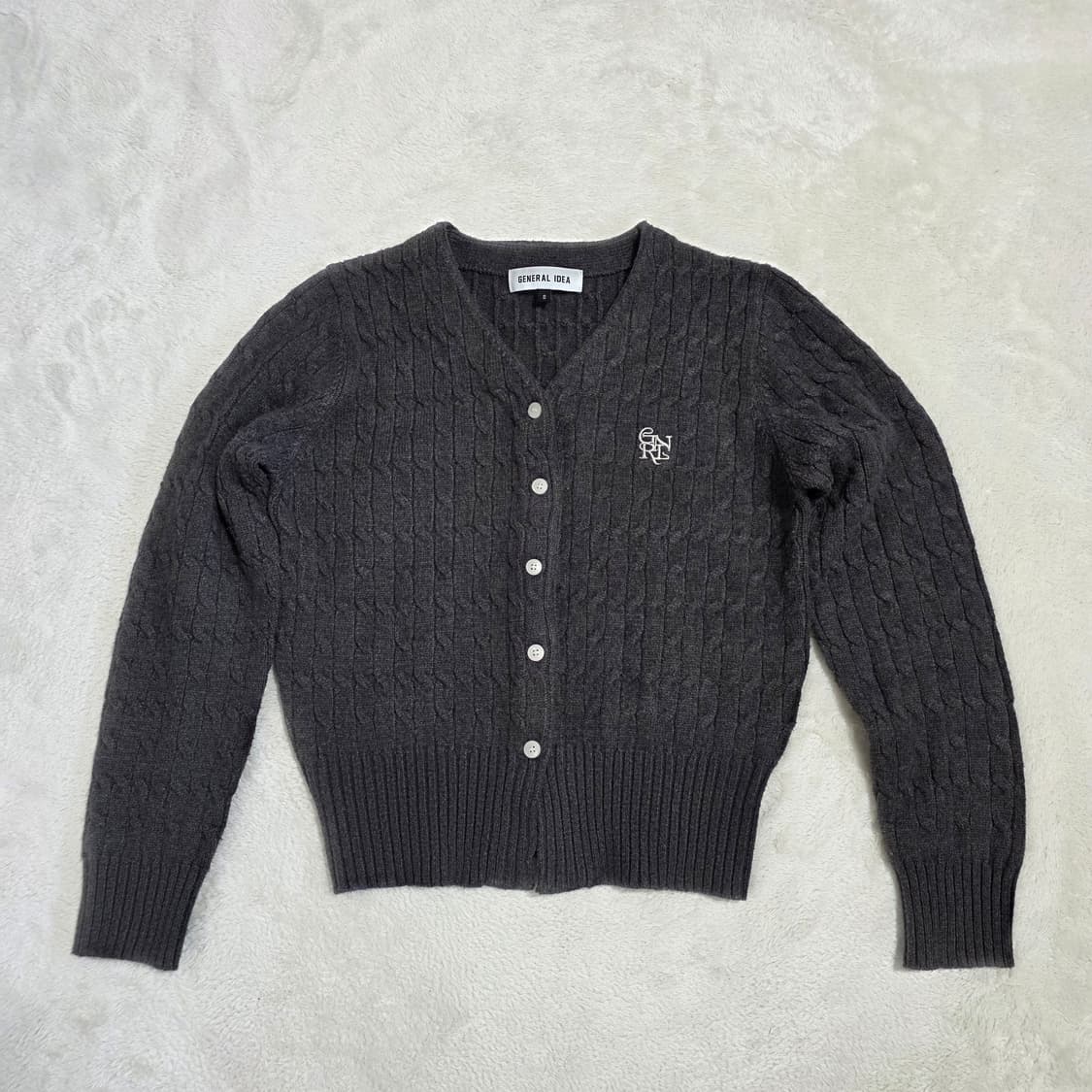 (S)여성 제너럴아이디어 케이블 니트 가디건 차콜 상품이미지1