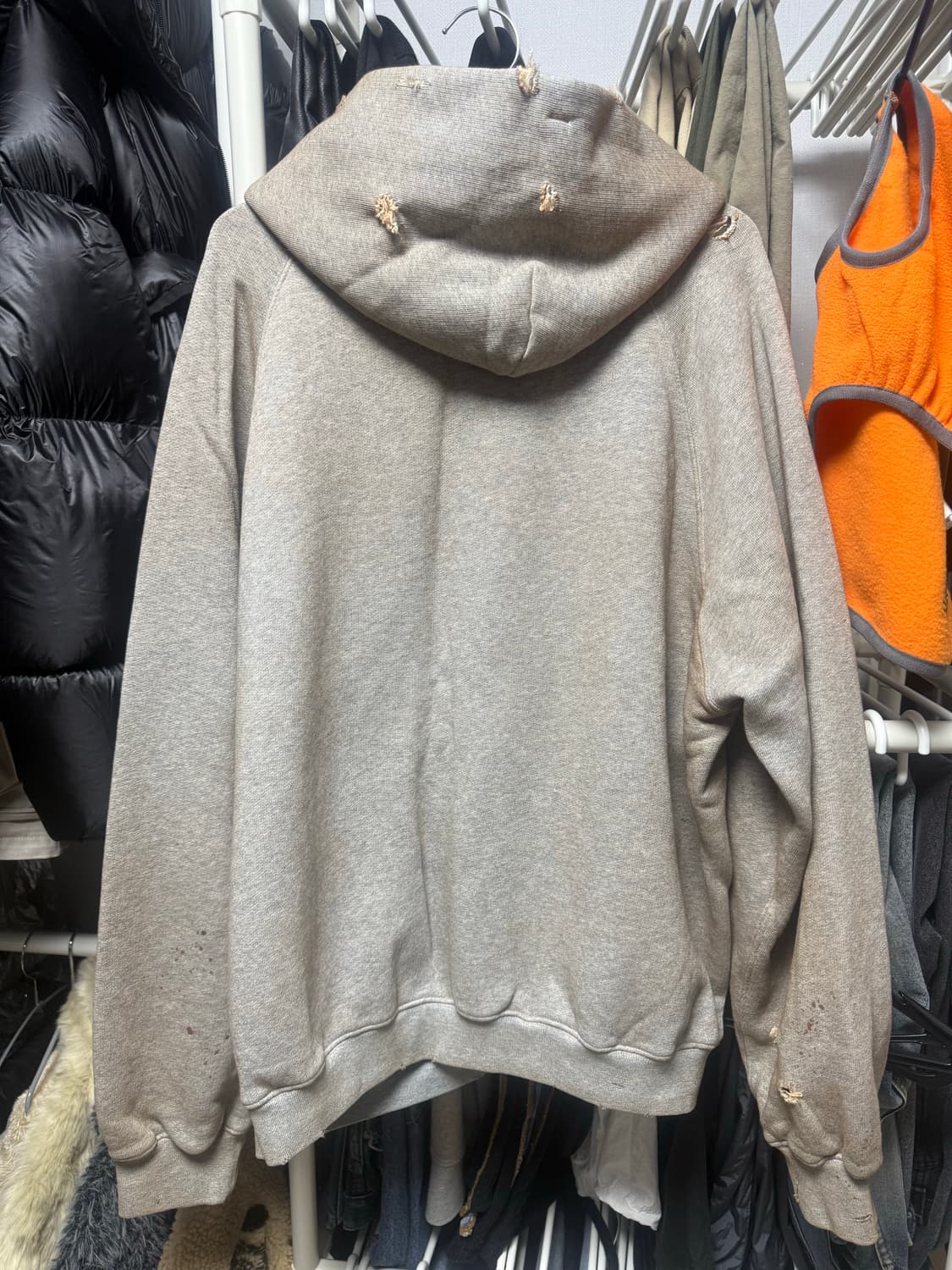 비헤비어 데미지 후드집업 그레이3사이즈 판매 상품이미지3