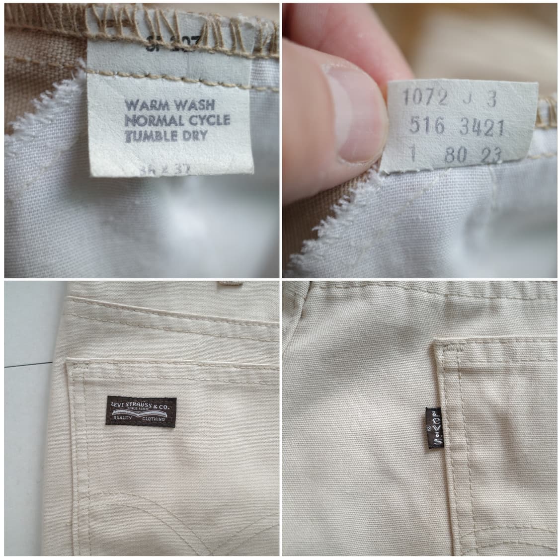 80년대 MADE IN USA 리바이스 516 탈론지퍼 캔버스 코튼 팬츠 상품이미지6