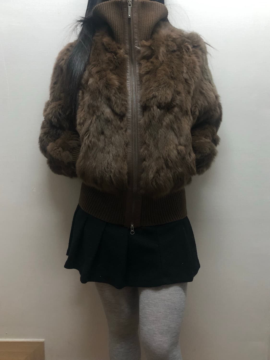 빈티지 브라운 래빗 퍼 집업 상품이미지7