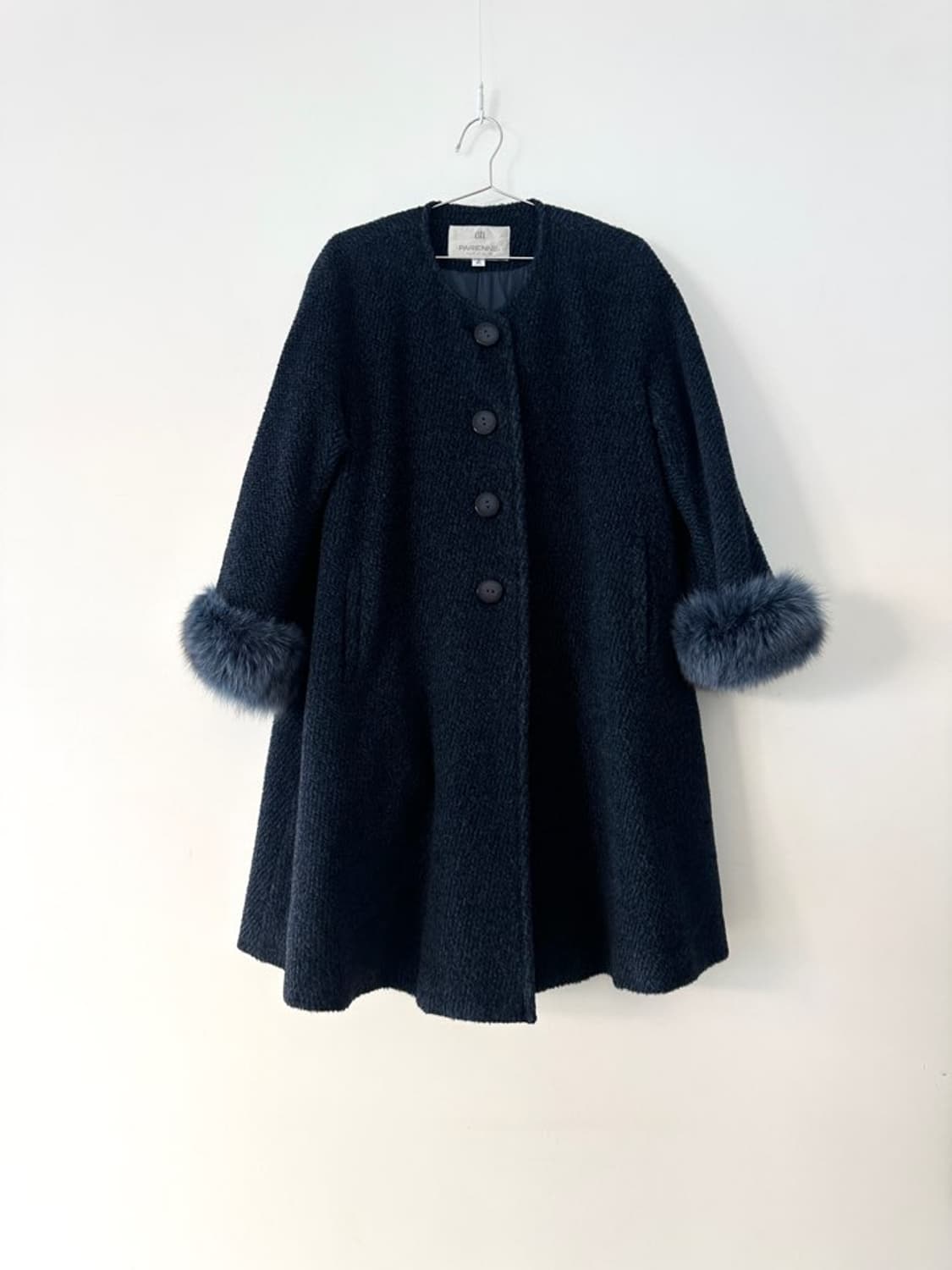 Muffler layered fur coat / navy 상품이미지6