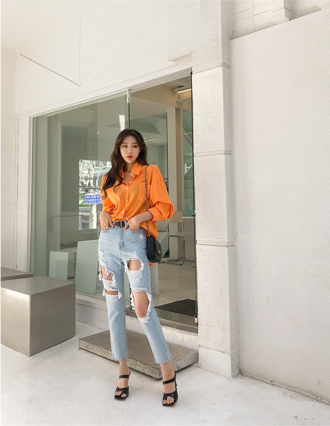 (새옷) 오렌지 루즈핏 셔츠 상품이미지2