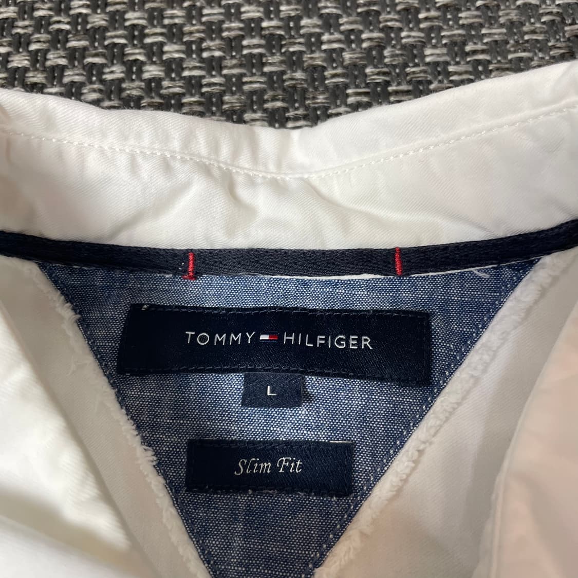 타미힐피거 화이트 미니로고 긴팔 셔츠 슬림핏 L 상품이미지4