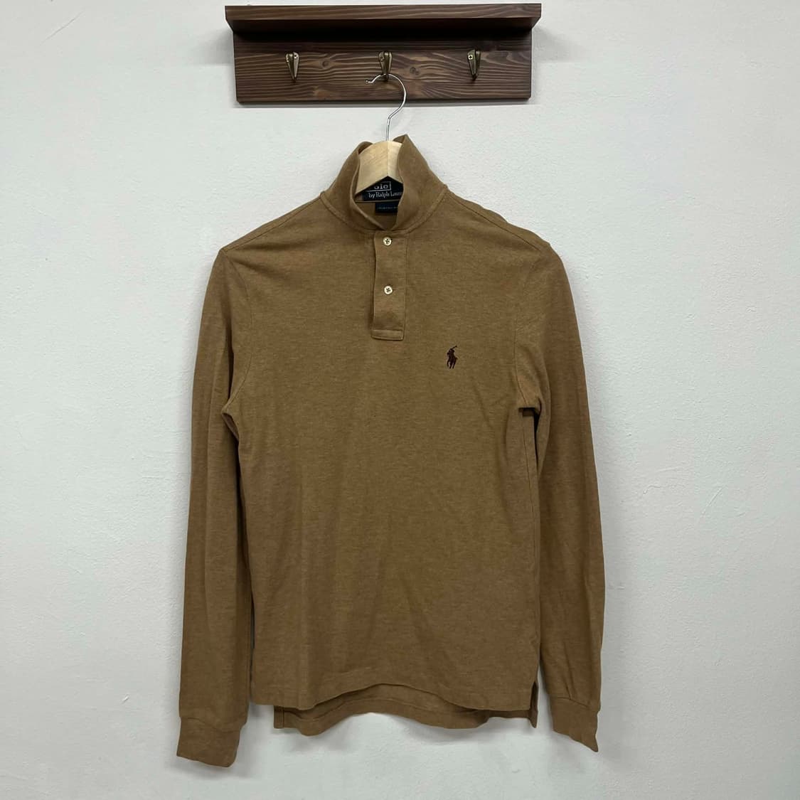 폴로 랄프로렌 베이지 핀터깔 카라넥 슬리브 럭비셔츠(XS) 상품이미지4