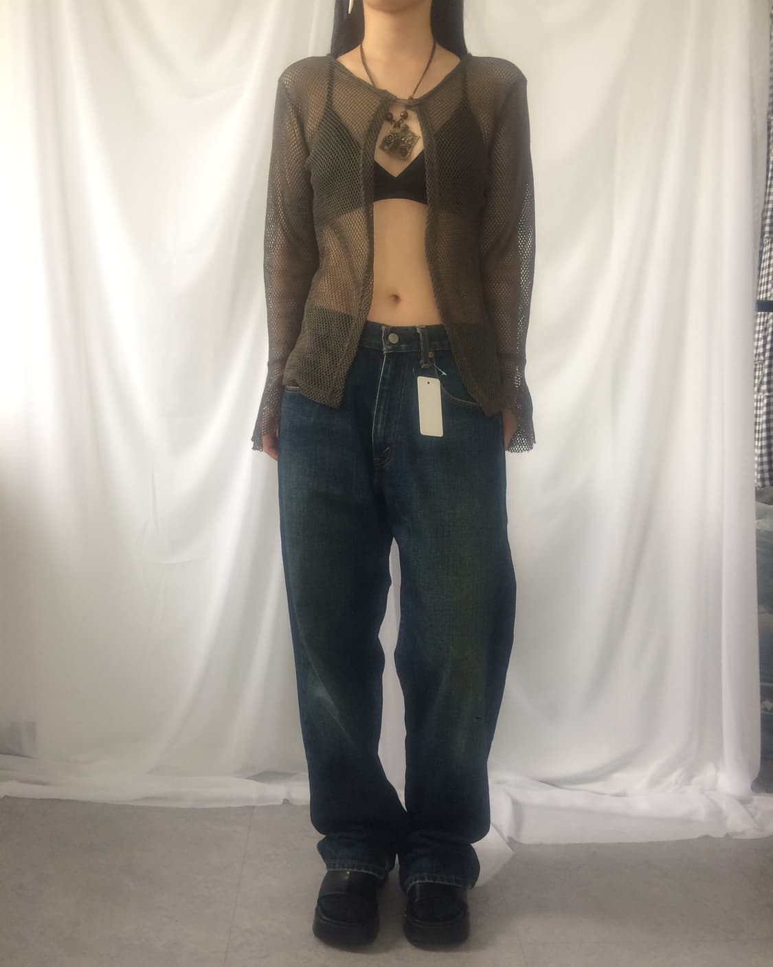 See through one button cardigan 상품이미지6