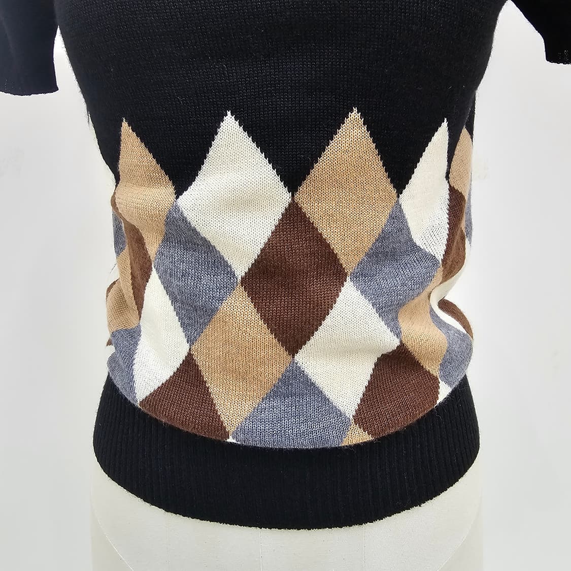 CHEZ TOI 울혼방 블랙 아가일 패턴 반팔 니트 상품이미지6