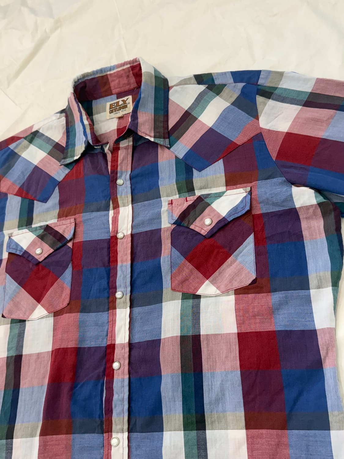 빈티지 웨스턴 셔츠 멀티 체크 반팔 상품이미지5