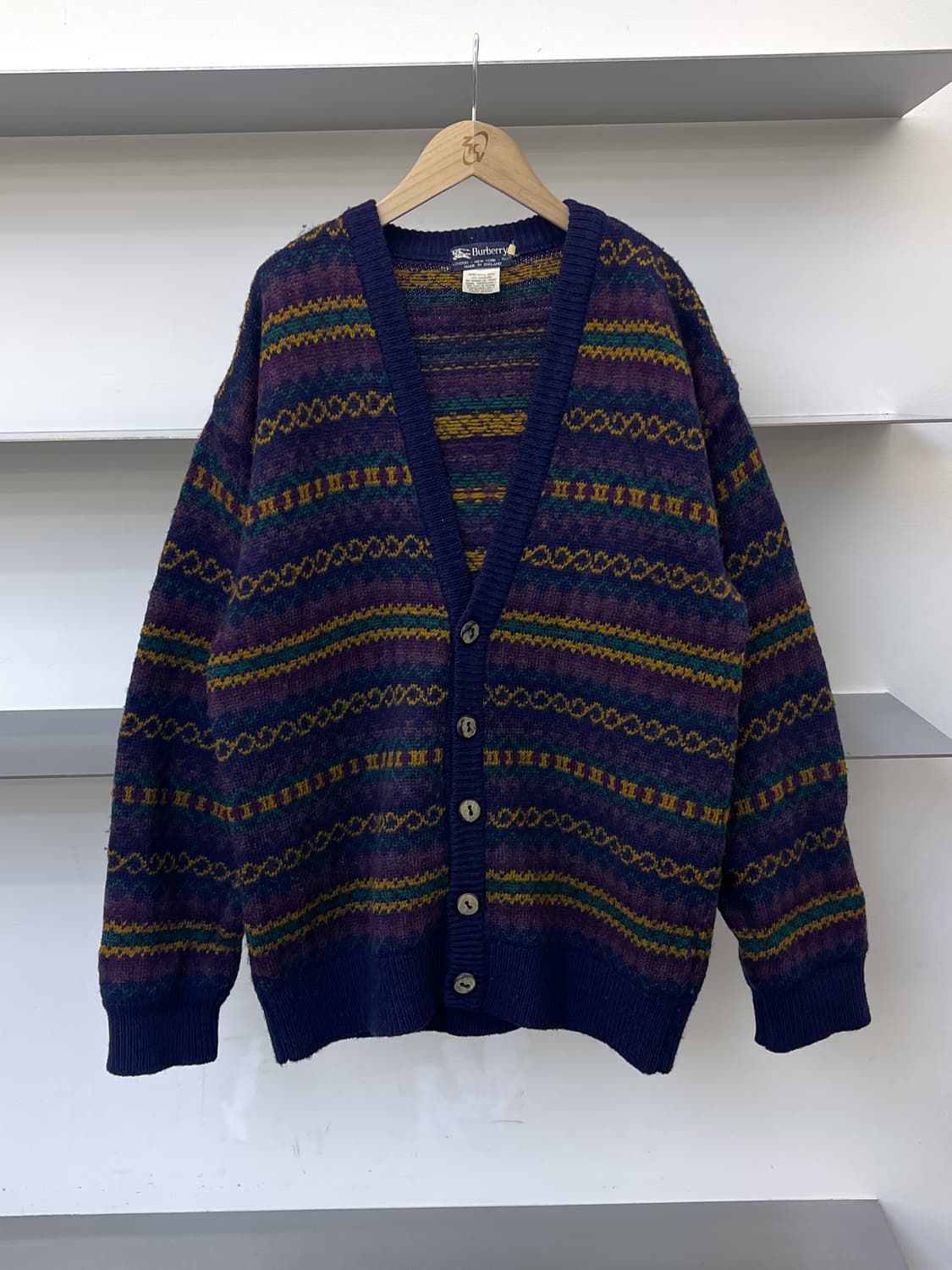 버버리 90s UK 페어아일 울 가디건 상품이미지1