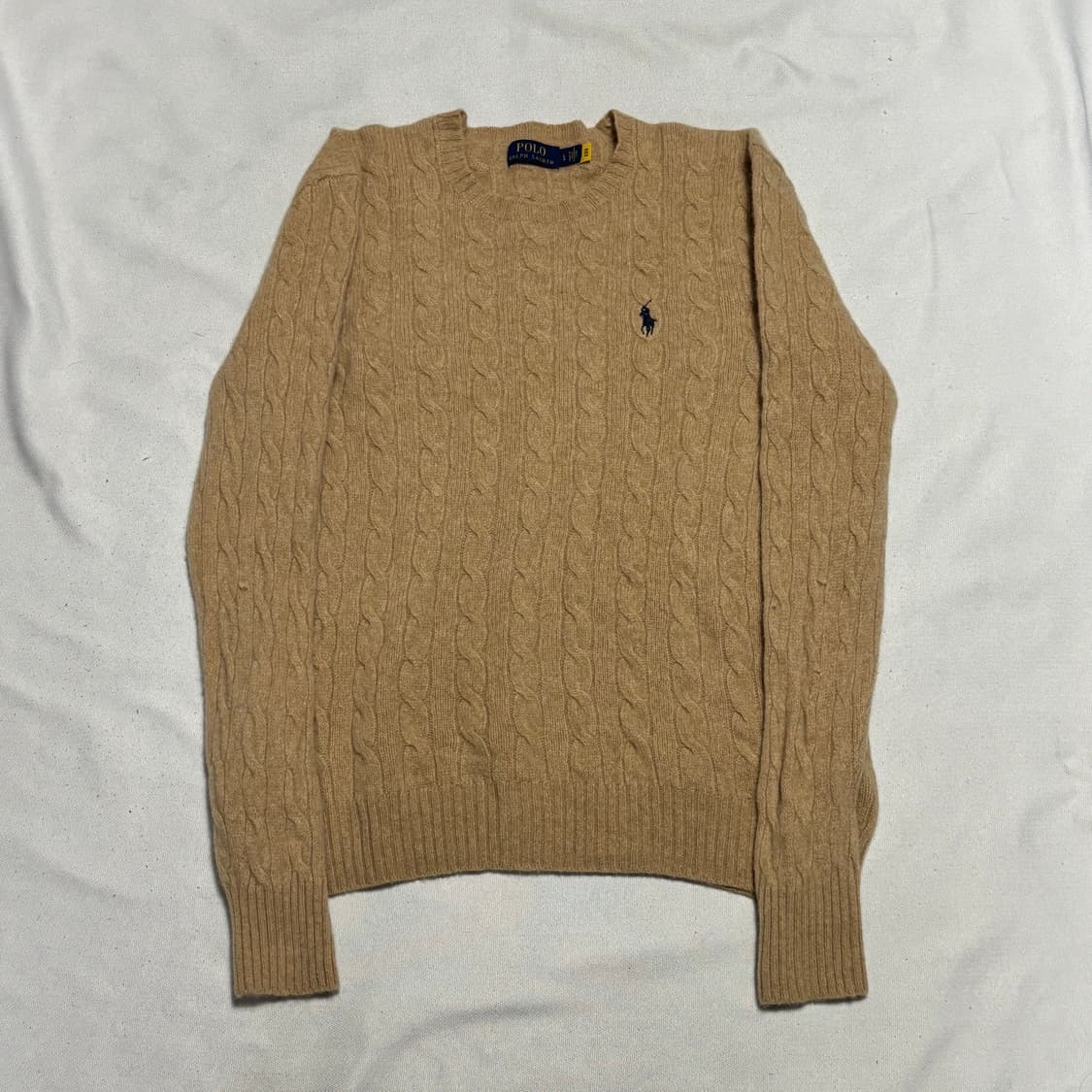 L 폴로랄프로렌 네이비 포니 베이지 캐시미어 케이블 니트 상품이미지2