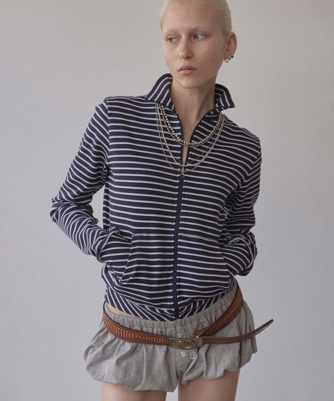 스컬프터 Striped Track Jacket Navy 상품이미지3