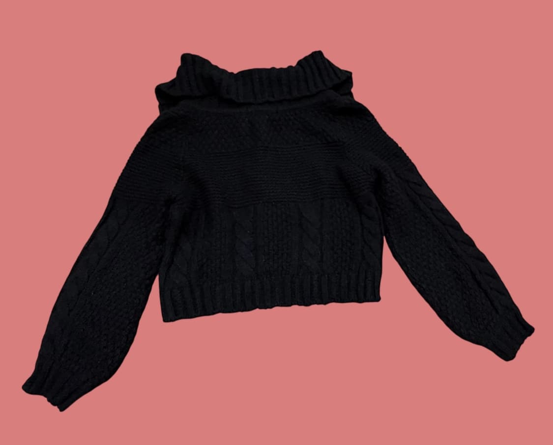 크롭 니트 가디건 블랙 상품이미지3