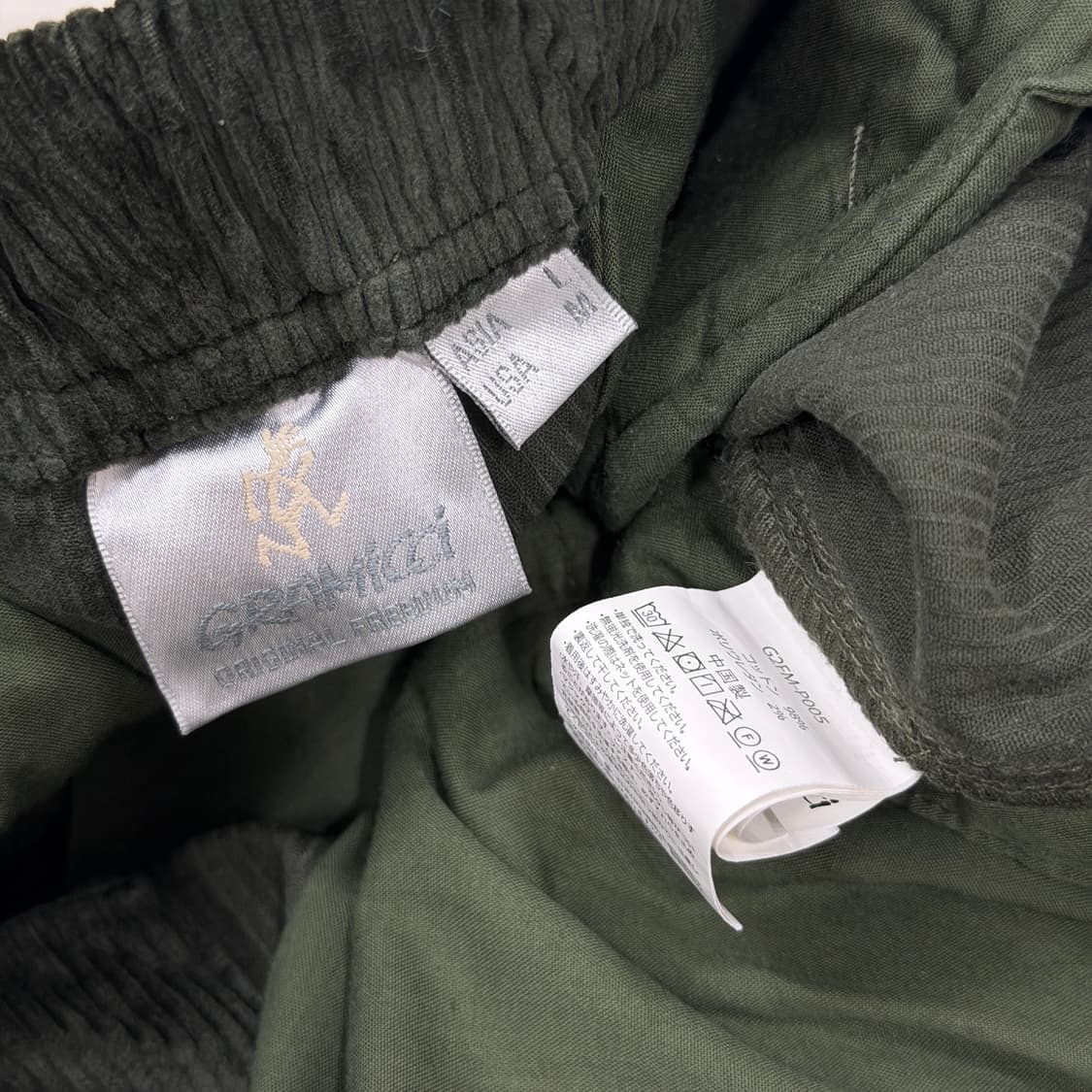 그라미치 벨트 코듀로이 테이퍼드 팬츠 바지 올리브 그린 카키 L 상품이미지4