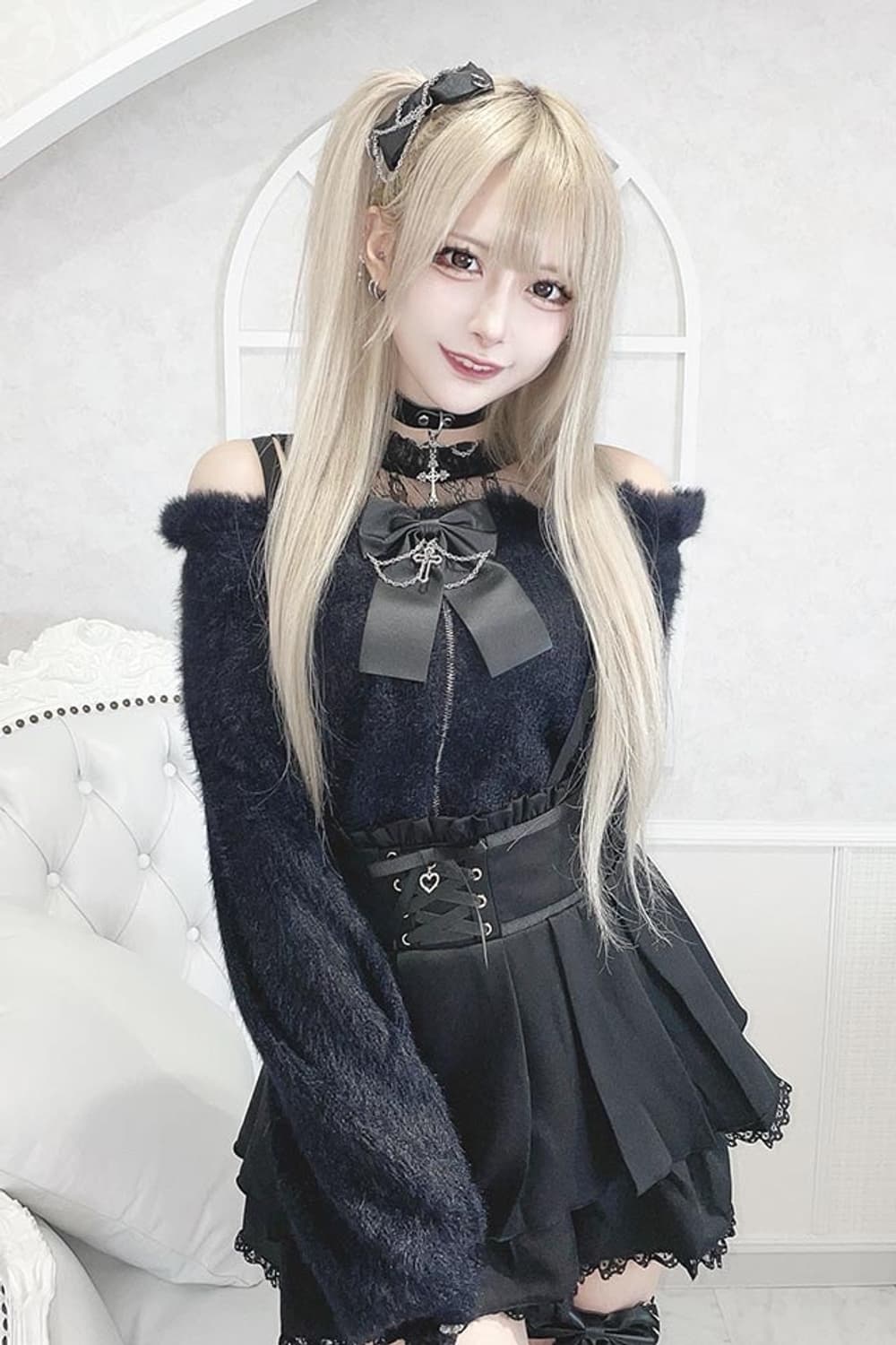 마즈 오프숄더 샤기 니트 블랙 양산형 지뢰계 상품이미지3