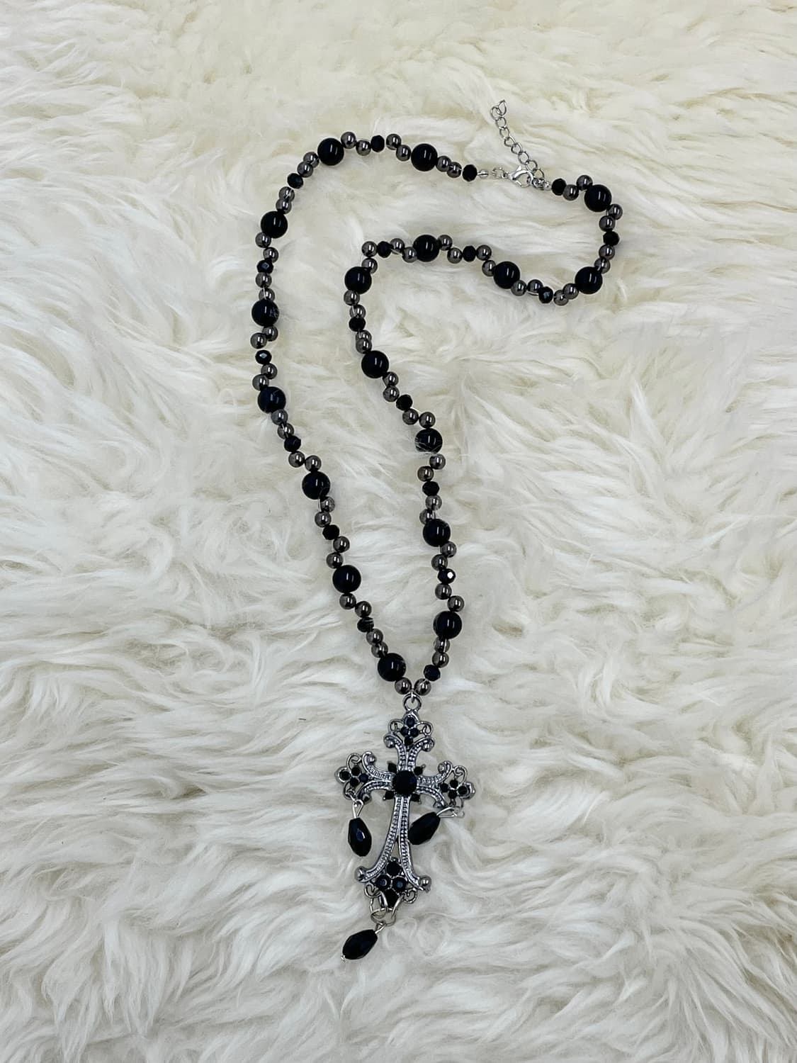 블랙 고딕 십자가 드롭 네크리스 상품이미지3