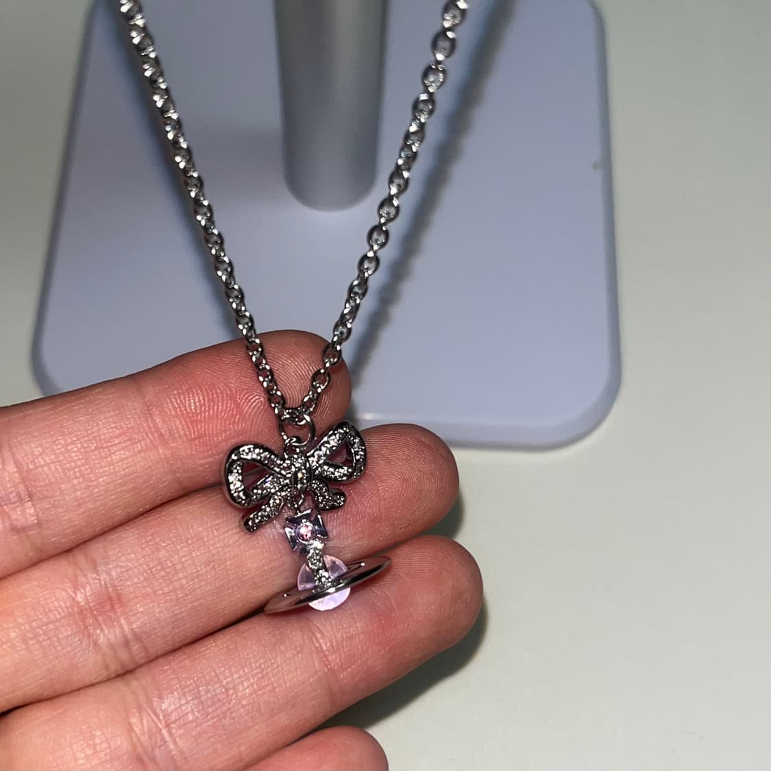 비비안웨스트우드 옥타비에 미니 목걸이 핑크 상품이미지4