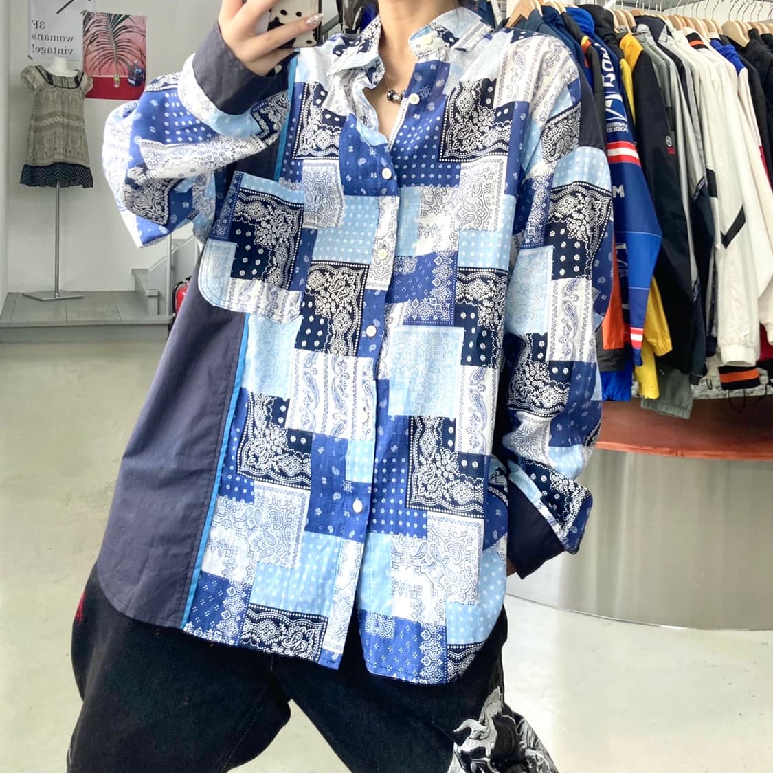 페이즐리 패치 워크 코튼 셔츠 상품이미지2