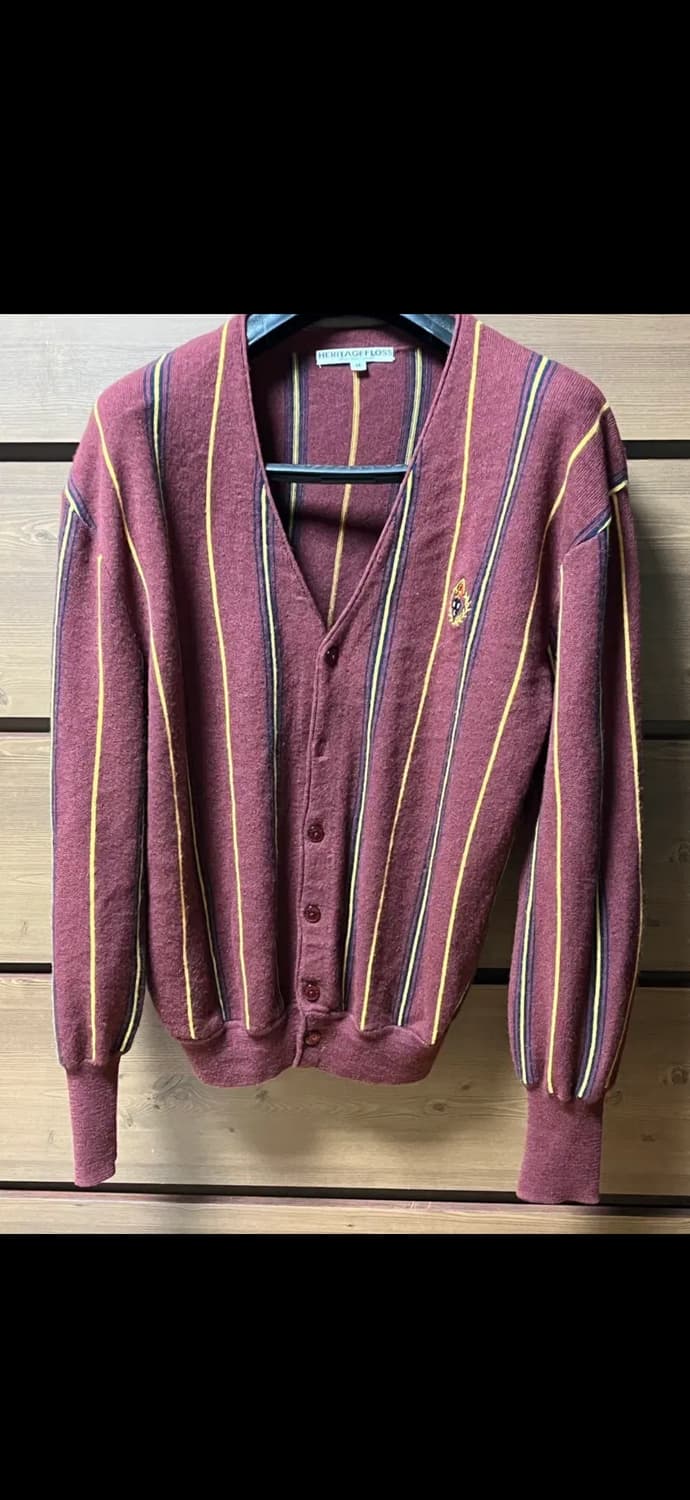 (M)헤리티지플로스 스트라이프 가디건 마룬 상품이미지1