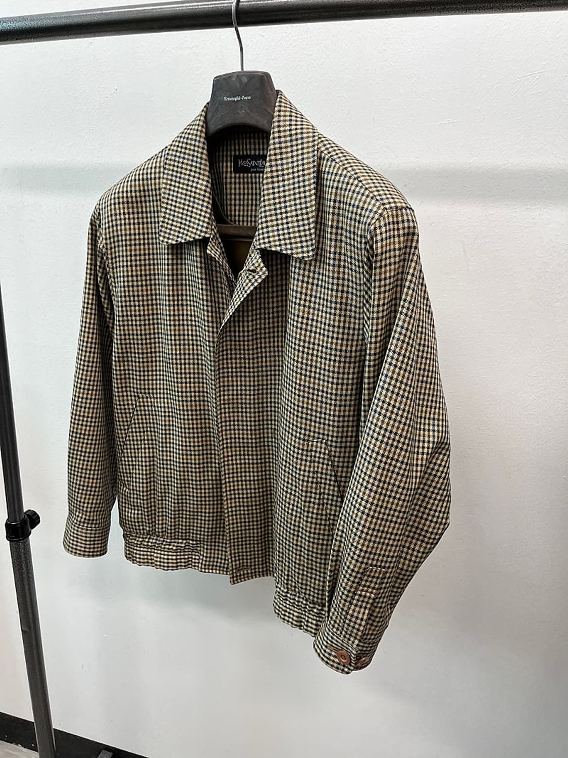 95-100) 입생로랑 건체크 블루종 자켓  상품이미지1