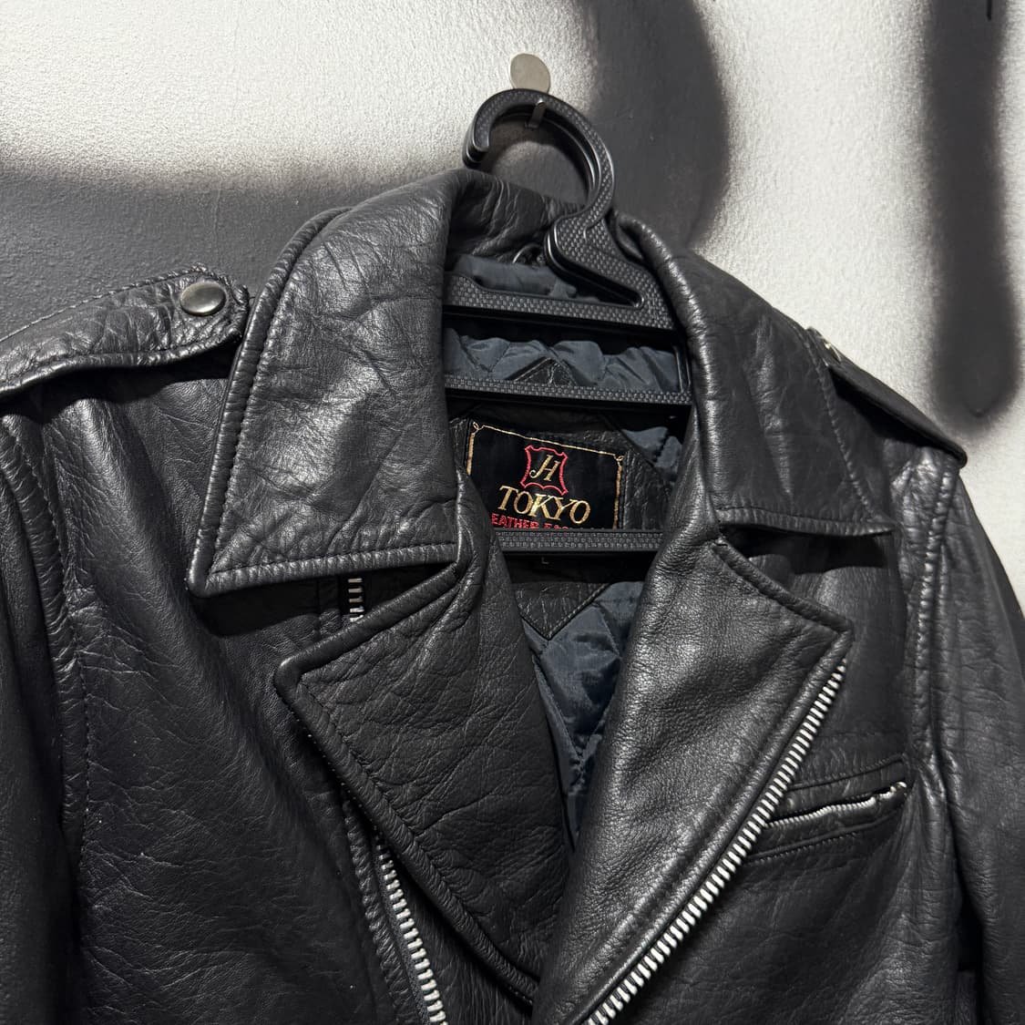 Tokyo 도쿄 레더 락 고스 펑크 소가죽 크롭 라이더 자켓 상품이미지4