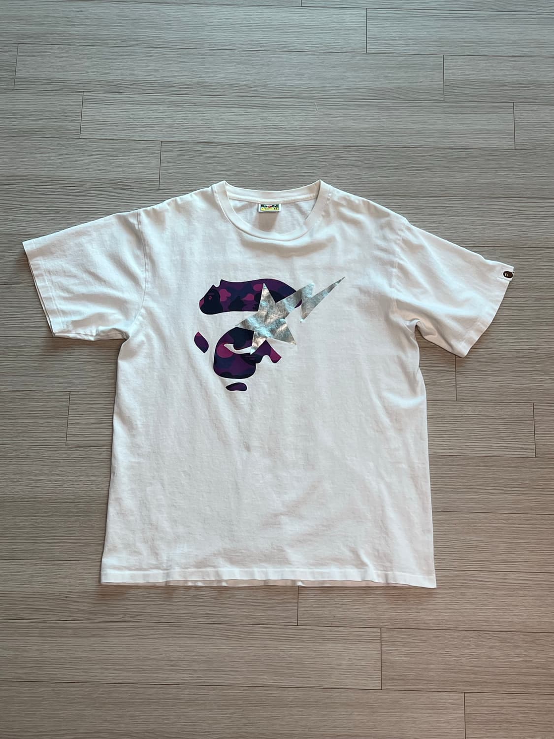 베이프 베이프스타 퍼플 카모 에이프 페이스 티셔츠 상품이미지2